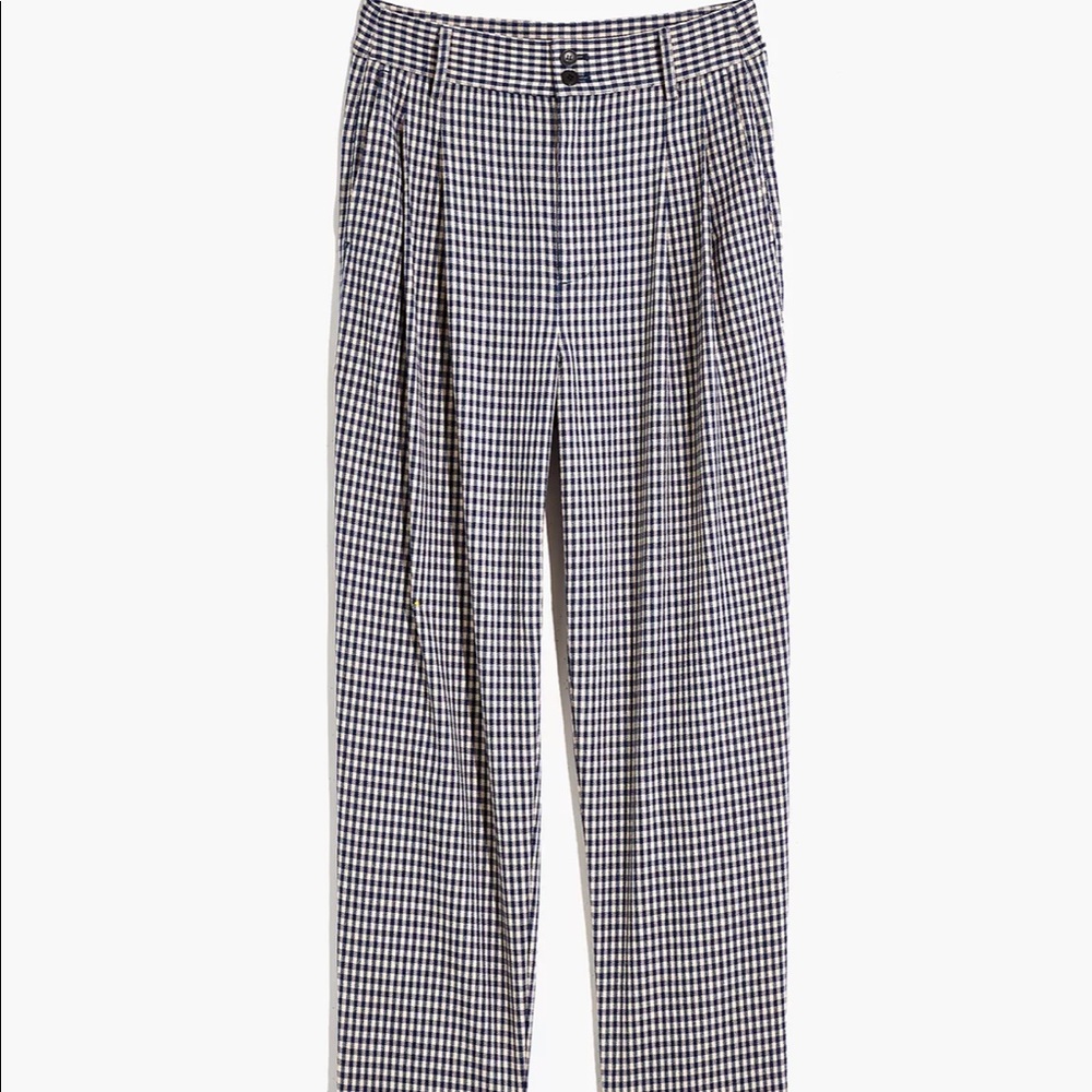 NWT Madewell Pleated Taper Wide-Leg Pants in Houndstooth - Picture 6 of 7